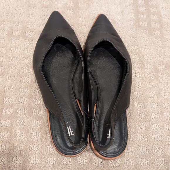 FRYE Kenzie Slingback Flats Black with Brown Base - Women's sz 7 - Picture 2 of 6